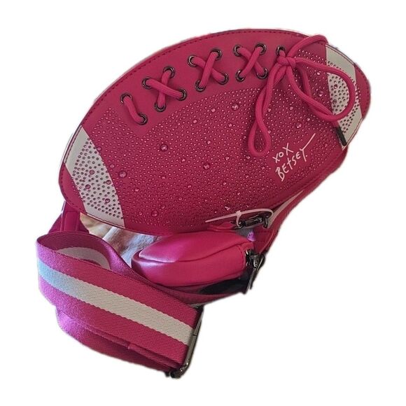 Betsey Johnson Hot Pink Rhinestone Football Crossbody Bag Purse NEW MSRP$78 - Picture 6 of 10